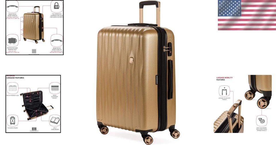 Equipaje giratorio duradero de 24 pulgadas - Carcasa rígida con bloqueo TSA y diseño expandible Foto 2 de 4