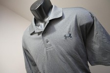Under Armour Golf Polo Gray HeatGear Performance Athletic Shirt Mens Size XL