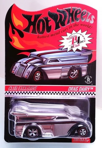 2014 Hot Wheels RLC Red Line Club Membership Drag Dairy Chrome with Button 3000