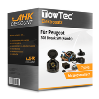 für Peugeot 308 Break SW 07- Towtec Elektrosatz 7Polig Fahrzeugspezifisch Esatz