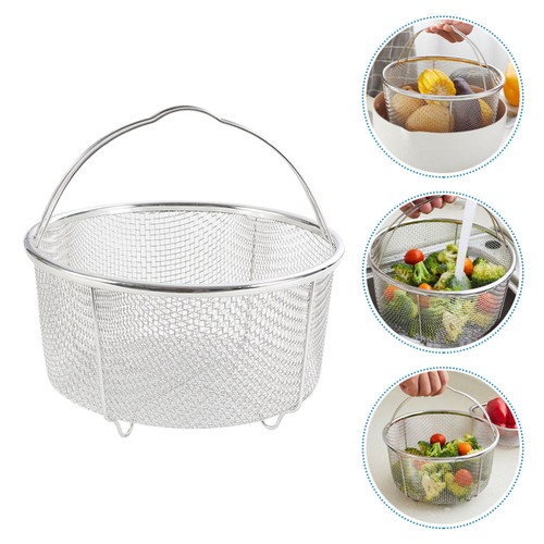 2 Pcs Portable Steam Basket Kitchen Deep Fryer Stainless Strainer - Bild 6 von 12
