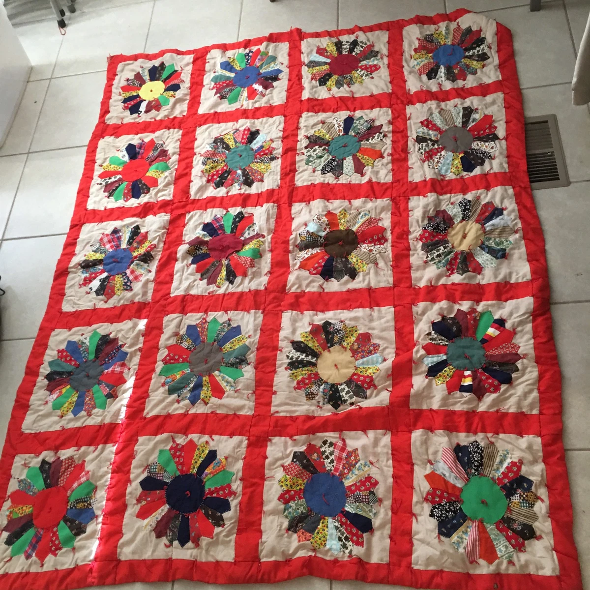 Couvre lit 1970 Patchwork Laine couleur - Linge de maison