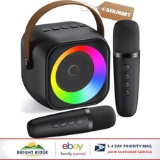 Portable Karaoke Machine with Bluetooth Speaker  2 Wireless Microphones