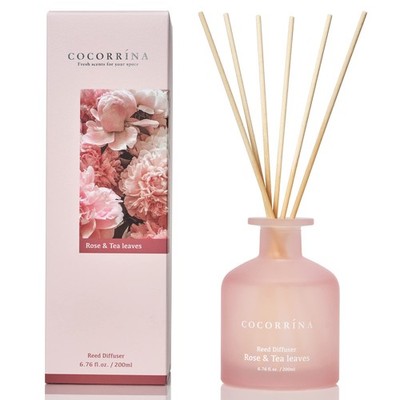 Reed Diffuser - Rose & Tea Leaves 6.76Oz Diffuser with Sticks Home Fragrance Ess