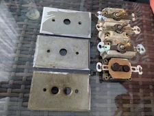 Vintage Light Switch Lot Of 4 And Faceplate 3