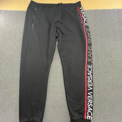 Versace Jeans Trainingshose Herren 3XL Schwarz Spellout Kordelzug XXL Jogging...