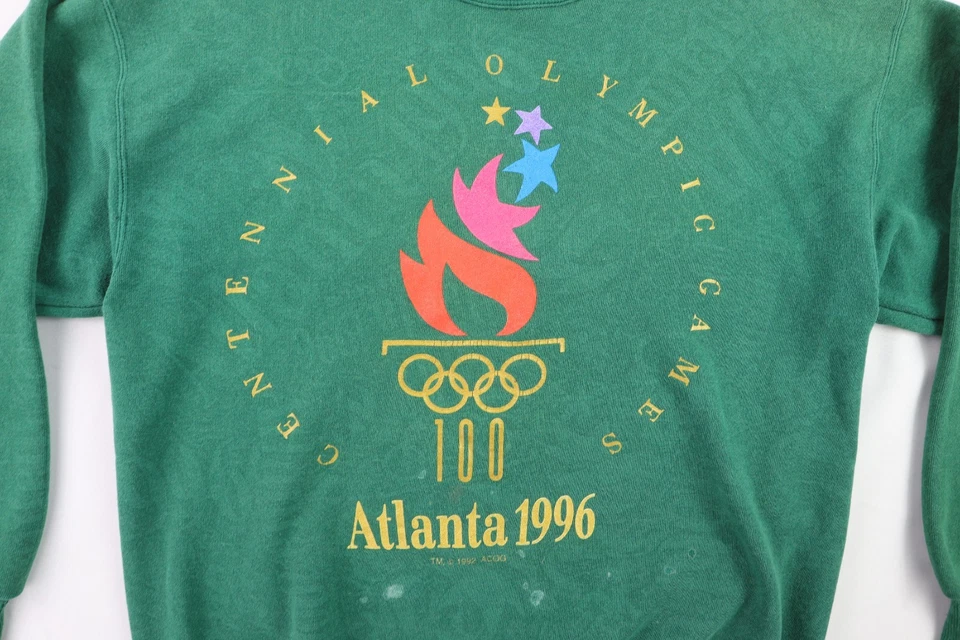 Pulôver moletom verde vintage anos 90 1996 Champion L Atlanta Centennial Olympics - Imagem 2 de 4