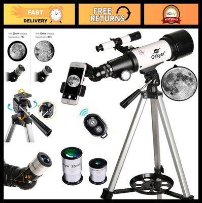 70mm Aperture 400mm Refracting Telescope for Kids & Beginners - Travel Kit, Phon