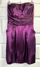 David's Bridal Strapless Sleeveless Purple Satin Dress Size 6 Polyester 83707