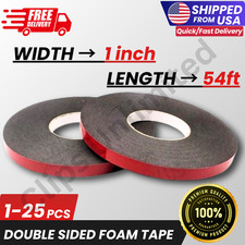 Double Sided Automotive Foam Tape 1 inch Width 54 ft Acrylic Adhesive Mounting
