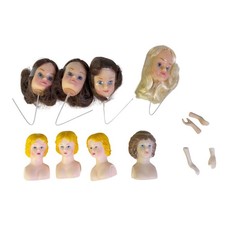 vTG Doll Parts Heads Bust Hands 12 pc Lot Ceramic Plastic Lot For Crafts