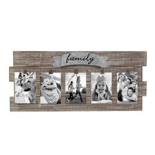 Stonebriar Rustic Wood Collage Picture Frame with Clips and Metal Detail Brow...