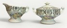 American Limoges Porcelain China Creamer & Sugar Bowl Lid 22k Gold Double Handle