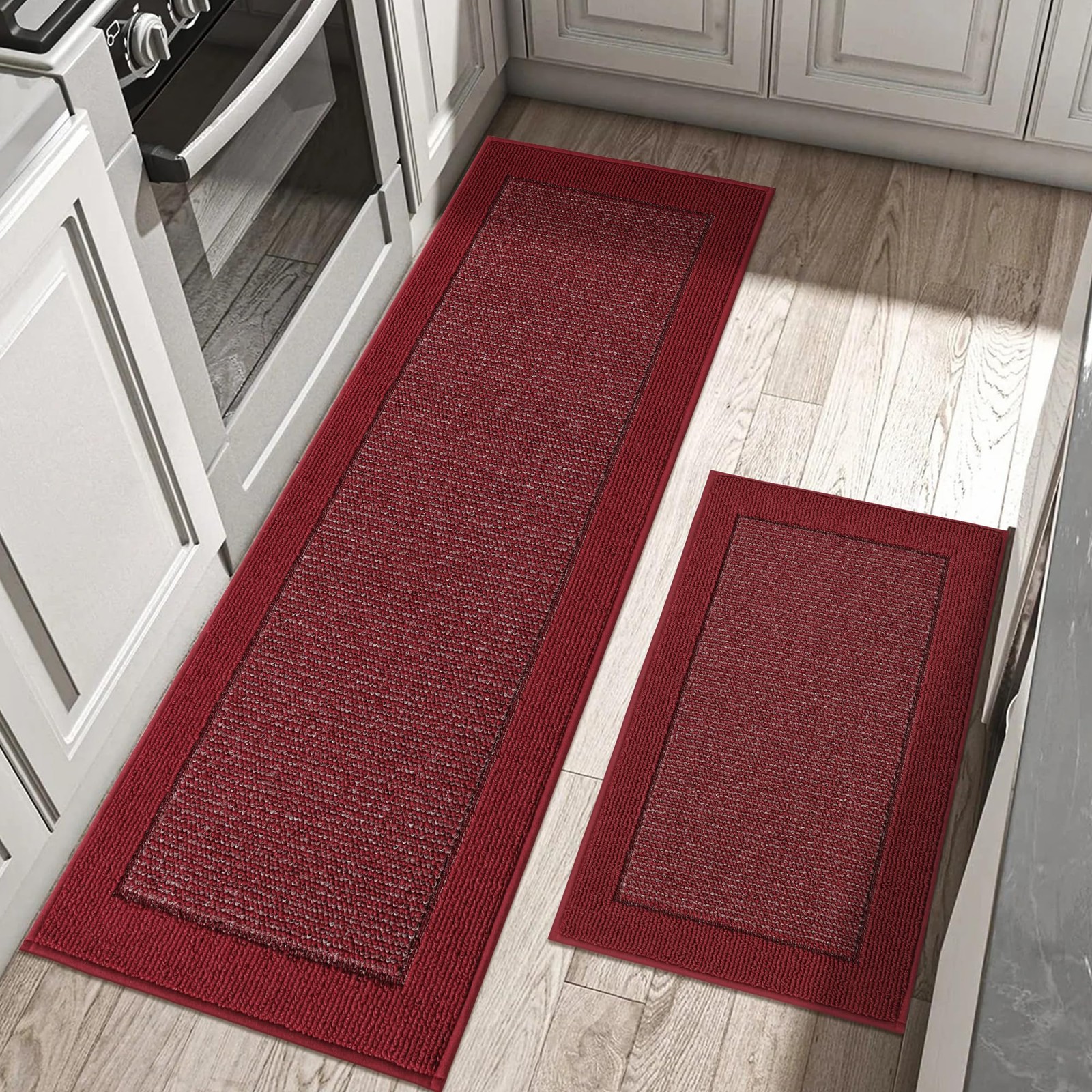 Kitchen Rugs and Mats Set of 2 Non-Slip Kitchen Mats for Floor, Absorbent and...