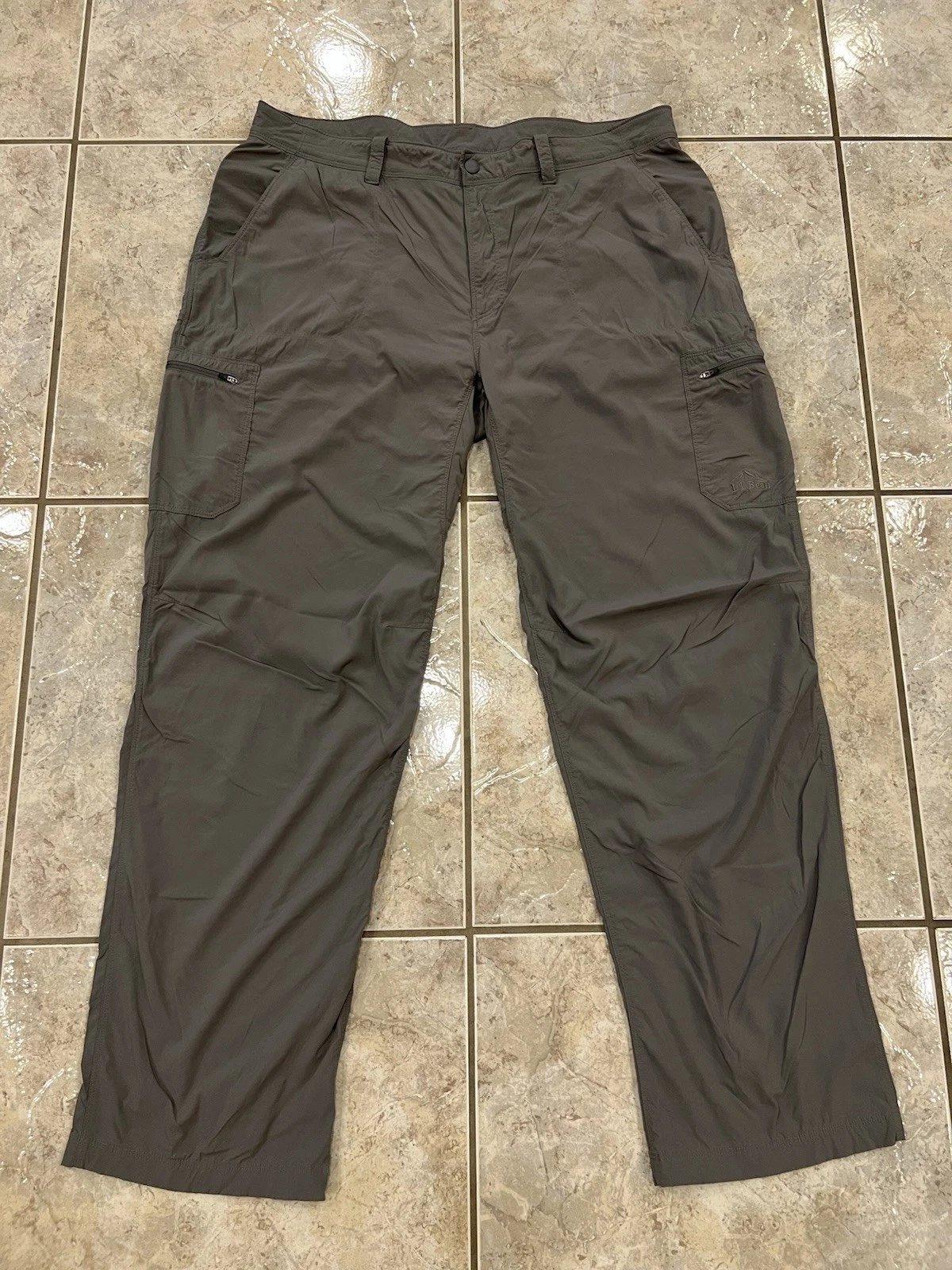 Mens 40X34 LL Bean Cresta Pants Gray Grey Zip Cargo Trekking Hiking Outdoors