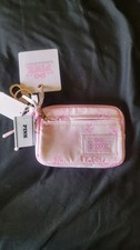 Victoria Secret PINK Floral ID Holder Key Chain Wallet Pink Key Ring Zip Closure
