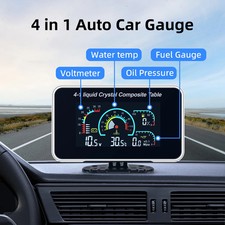 4 in 1 Digital Gauge LCD Car Truck Oil Pressure Gauge Voltmeter Water Temp Meter