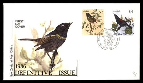 Mayfairstamps New Zealand FDC 1986 dual saddleback and stitchbird First Day Cove