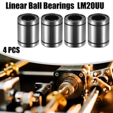 4 Pcs LM20UU 20mm IDx32mm ODx42mm Length Car Linear Ball Bearings Silver Tone