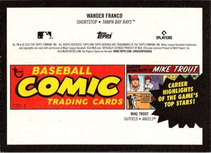 2022 Topps Heritage #73TC-4 Wander Franco 1973 Topps Comics - Image 2 of 2