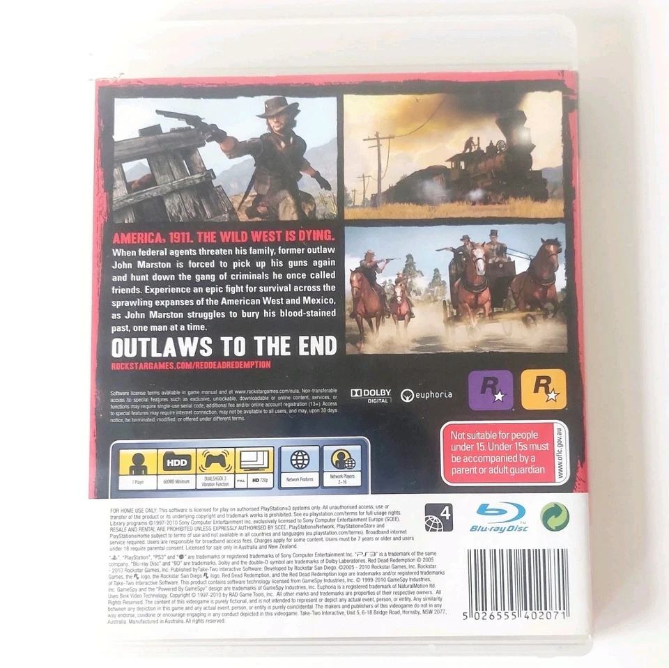 Red Dead Redemption (Sony PlayStation 3, 2010) With Manual | No Map VGC  - Image 2 of 4