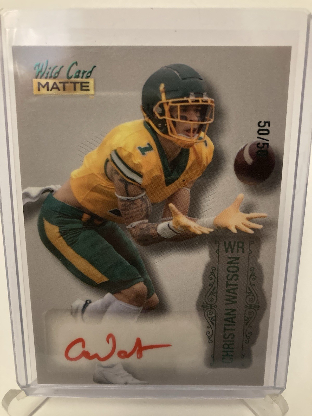 Christian Watson Wild Card Matte White Draft Pick Premium Autographs #MBA Base