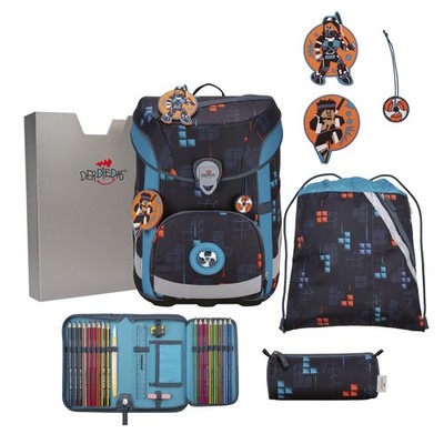 DerDieDas Schulranzen-Set ErgoFlex Easy Ninja Fighter 950gr leicht 1 bis 4 Klass