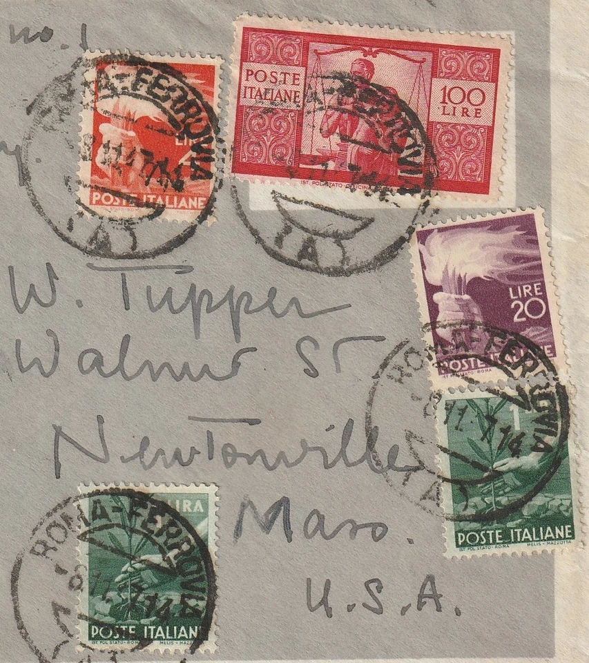 Repubblica 8 pz (1 AEREA x USA, 4 RACC., 1 ESPRESSO, 2 PUBBLICITARIE) 1947-1953 - Immagine 3 di 4