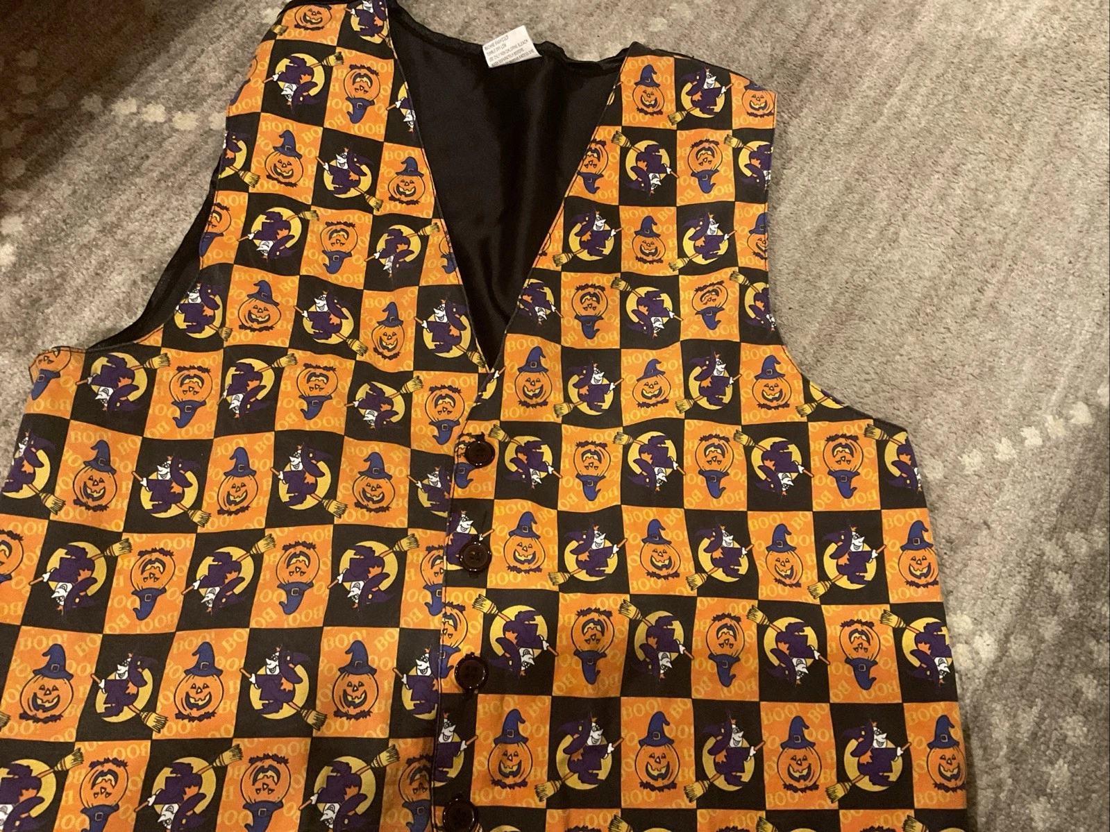 Vintage Halloween Vest Men's Witch And Pumpkin Vest Size Medium Made In Thailand image 2