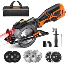 DOVAMAN Circular Saw w/Laser, Metal Handle, 6 Blades, 5.8A Motor MCS01A