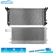 Aluminum Radiator And A/C Condenser For 2014 2015-2016 Chevrolet Silverado 1500