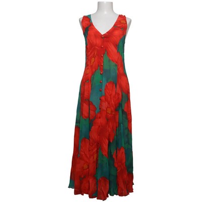 Fashion Style PM, Maxikleid, Größe: 38/40, Rot/Grün, Polyester, Blumen #DOY