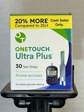 OneTouch Ultra Plus Blood Glucose Test Strips, 30 Count (2pack) 60 Strips Total