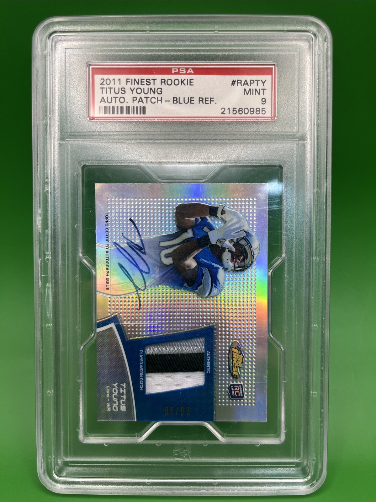 Titus Young Finest Rookie Autograph Patch #RAPTY Blue Refractor