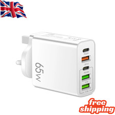 65W Quick Charger UK Plug Fast Wall Charger Power Adapter 5 Port USB-C PD Type C