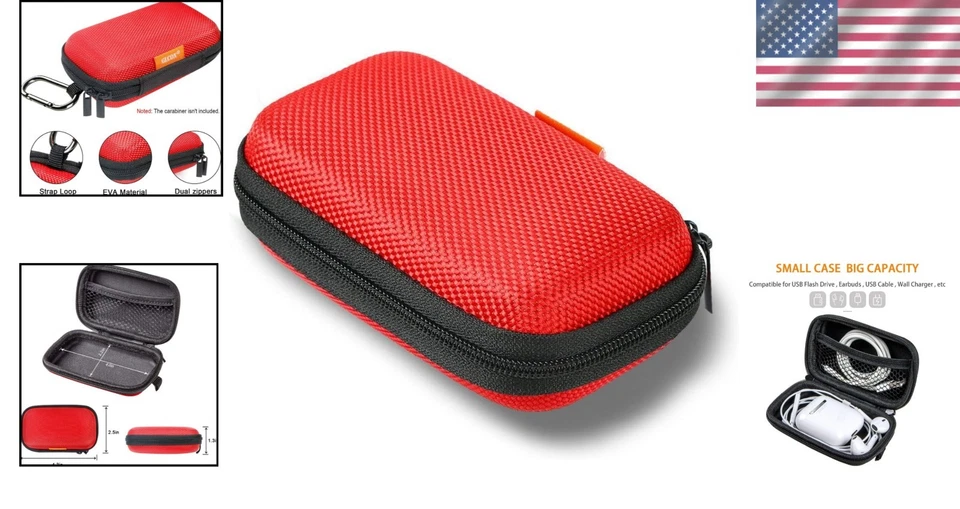 Red Portable Hard Shell EVA Case: Stylish Protection for Tech Accessories - Image 2 of 4