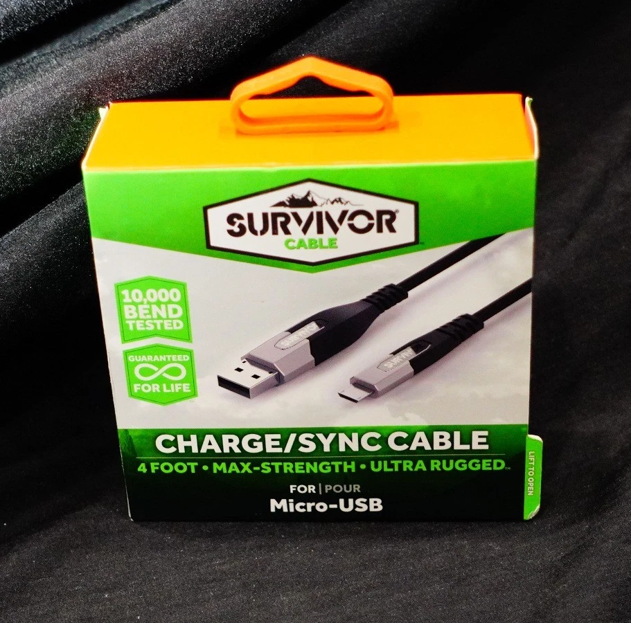 Griffin 4FT Survivor Charge - Cable de sincronización USB a Micro USB - Negro - GC43094 Foto 3 de 3