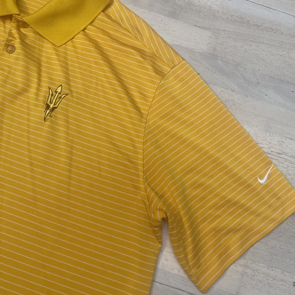 Camisa Polo Nike Arizona State Sun Devils ASU Para Hombres Rayas Doradas Talla XL Foto 4 de 4