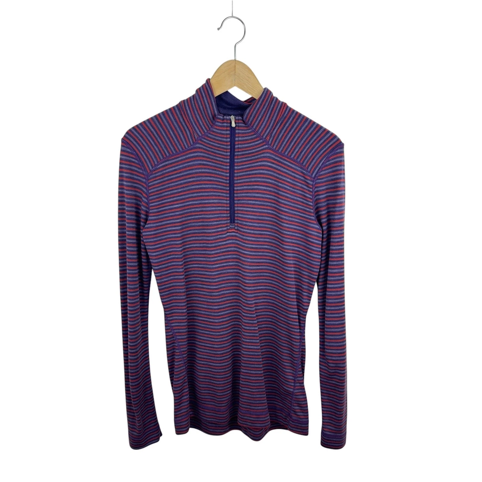 Smartwool Women's Merino Wool 1/4 Zip Base Layer L Purple Red Stripes
Opens in a new window or tab