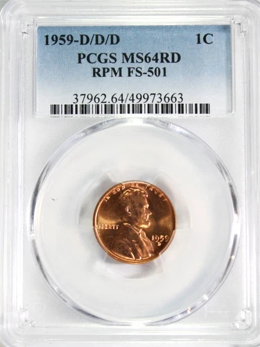 1959-D/D/D Lincoln Cent PCGS MS64 RD #GA6-63 "RPM FS-501"
