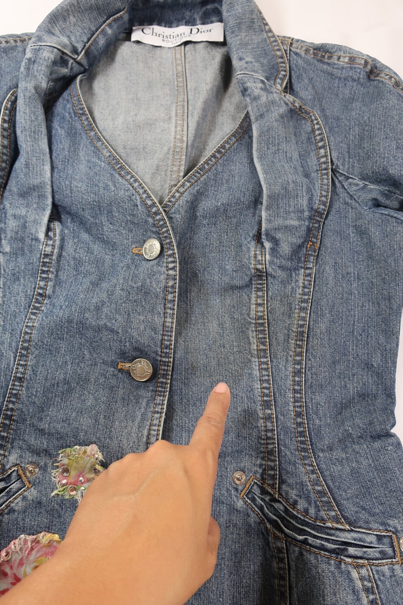 Vintage CHRISTIAN DIOR Boutique Blue Denim Embroidered