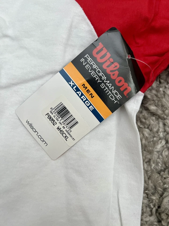 Camiseta interior de béisbol Wilson ultra seca para hombre blanca/roja talla XL Foto 4 de 4