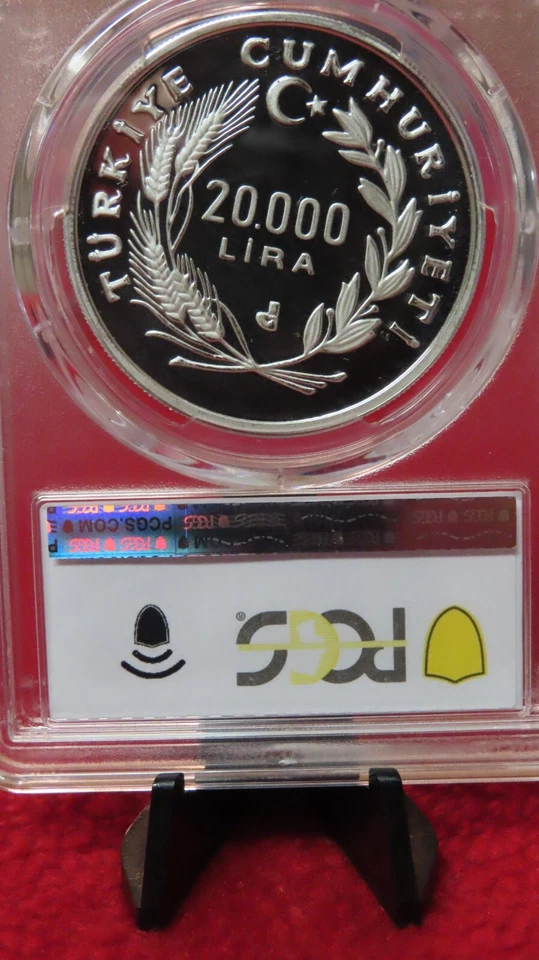 Turkey 1990 World Cup Italy Silver 20000 Lira Proof Soccer Football PCGS PR68 - Image 3 of 4