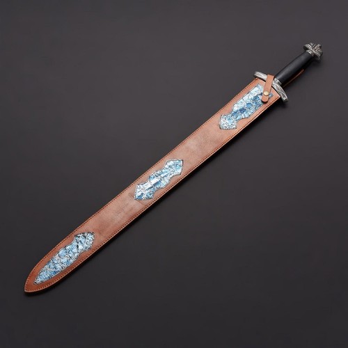 Hand Forged Damascus Steel Viking Sword Sharp Battle Ready Medieval Sword+Sheath - Picture 4 of 4