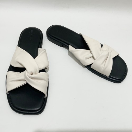 TED BAKER Pebba Twisted-knot White Leather Slide Sandals Flat Mules 39 8.5 - Picture 20 of 24