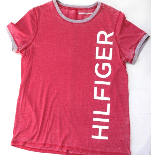 Tommy Hilfiger Sport Women's HILFIGER Graphic Spellout Tee Shirt Size L Pink for sale online