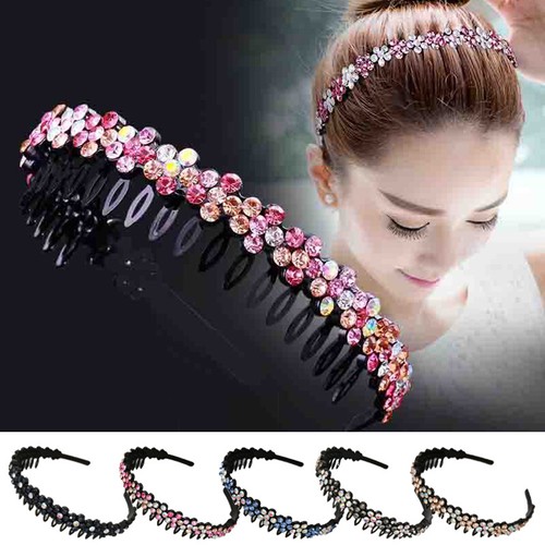 Fashion Girl Crystal Flower Avec Des Dents Bandeau Hairband Hair Band R - Afbeelding 1 van 19