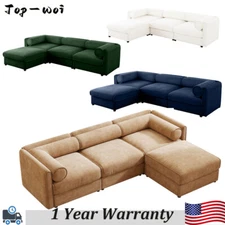 Modular Sectional Sofa Chenille Couch with Storage w/O Ottoman for Living Room