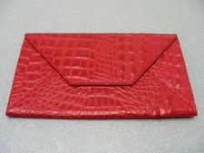 BOULEVARD - Genuine Leather - 7.5" x 4.5" Vintage Red Alligator Envelope Wallet!