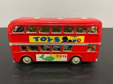 Tin Litho Friction Drive DOUBLE DECKER BUS 1960's Functional